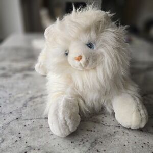 Vintage Floppy Friends Cat Plush Stuffed Animal Large White Pink Mervyns Rare